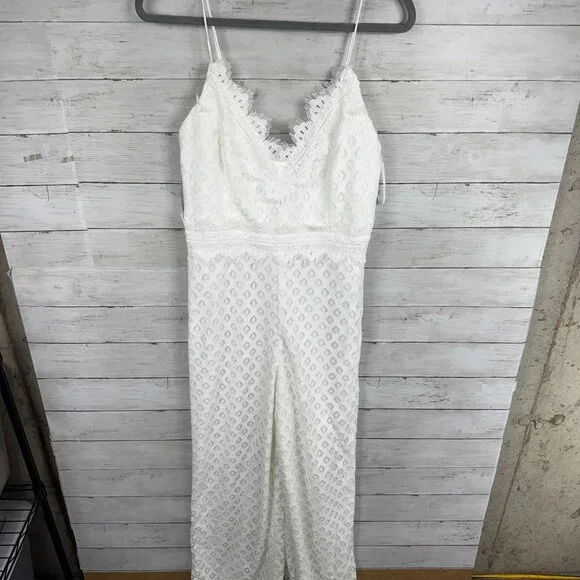 Lulus Forever Bliss White Lace Wide-Leg Jumpsuit - Picture 3 of 6